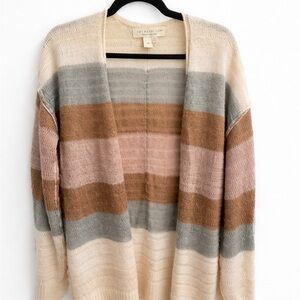 Saltwater LUXE Striped Cardigan - Cream, Gray, Brown, Pink